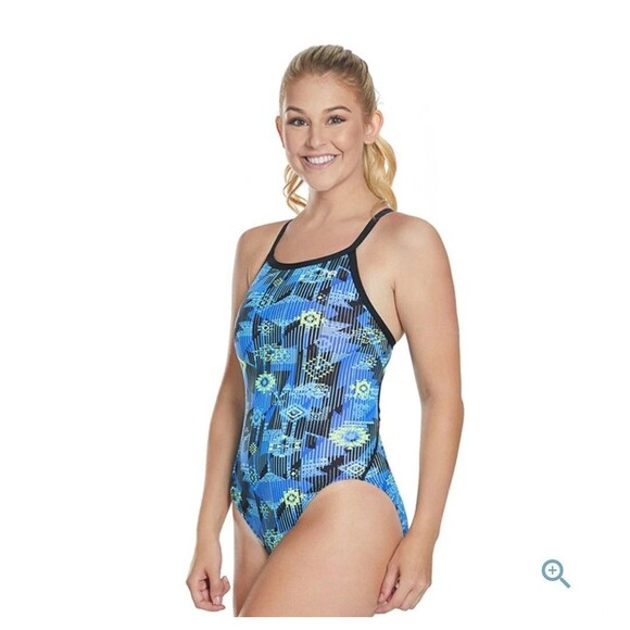 TYR Female Size 30 Azoic Diamondfit Durafast 1pc Swimsuit WDDAZ7A Lined Blue $60 - Picture 1 of 16